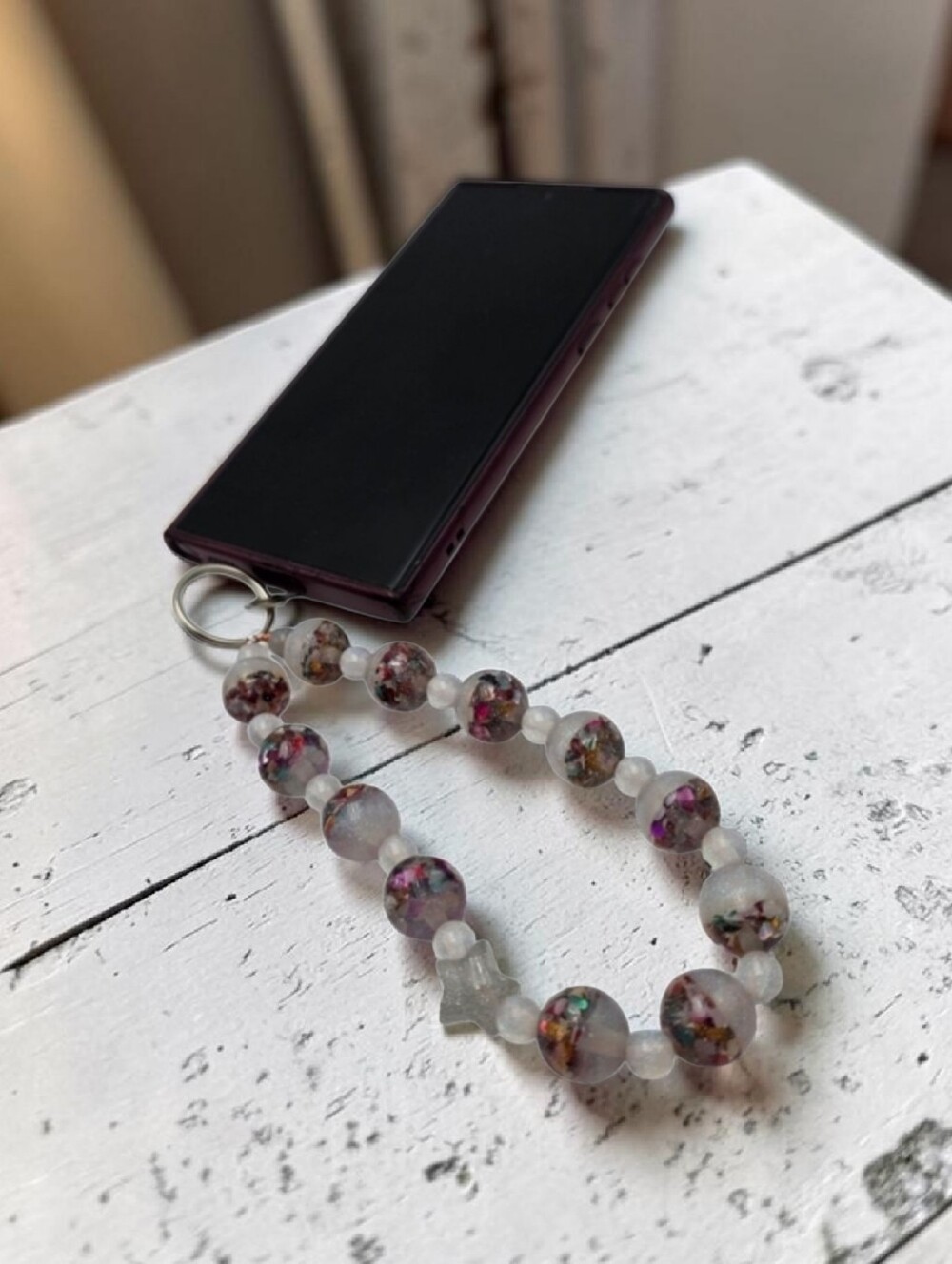 Handmade Glittery Beaded Phone Charm